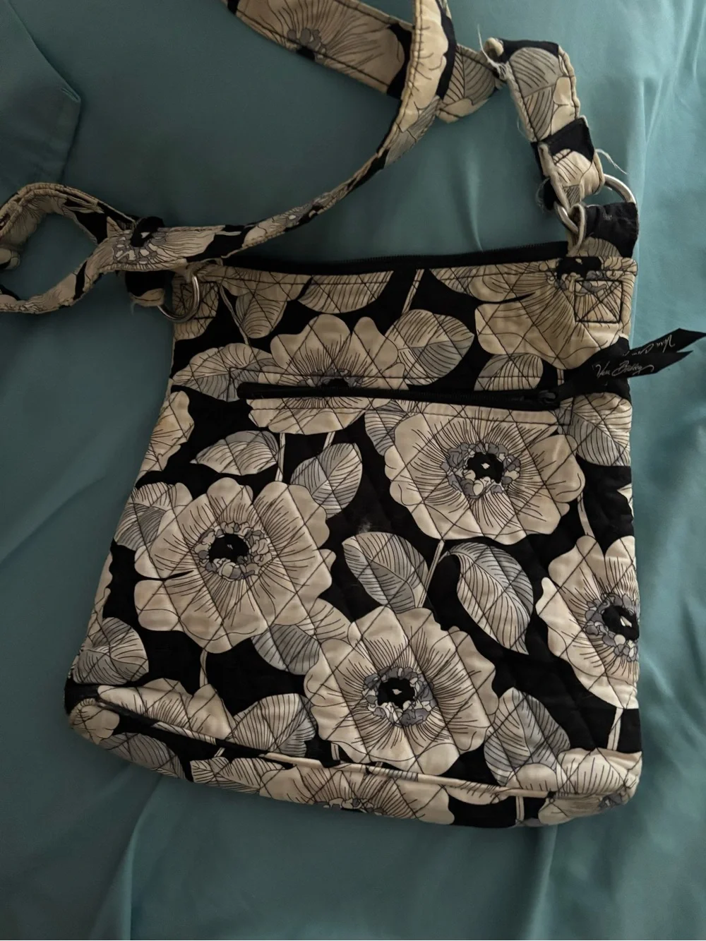 Vera Bradley Purple Floral Quilted Crossbody with Teal Accents